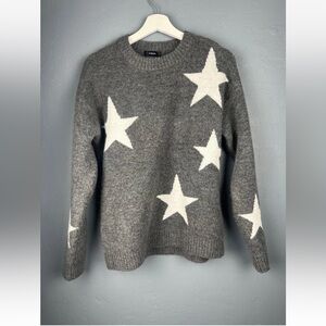 AQUA Sz XS Gray Stars Knit Sweater